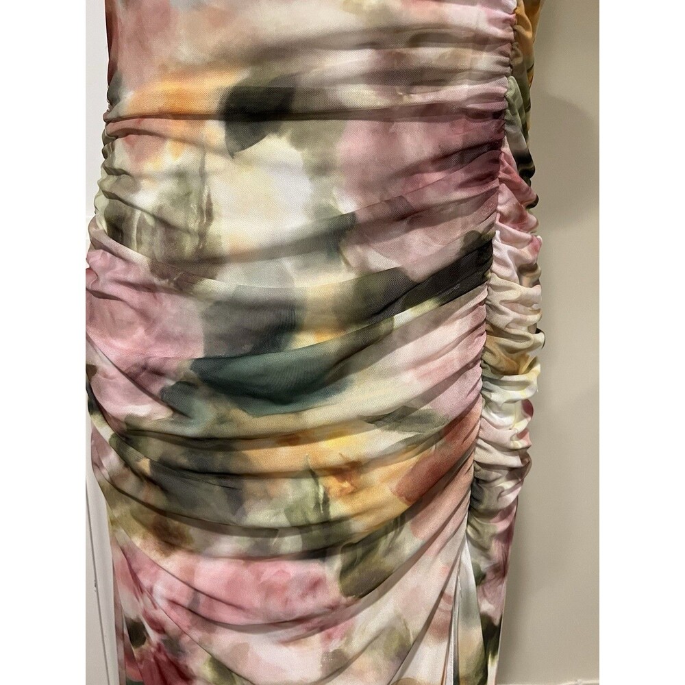 BLACK HALO Ruched Floral-print Cutout Gown In Petal Charm Sz XS - Picture 11 of 14